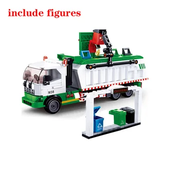 432Pcs Miesto Šiukšlių Klasifikacija Sunkvežimių Automobilis 100 Korteles Statybinių Blokų Rinkinius Brinquedos Playmobil Švietimo Žaislai Vaikams