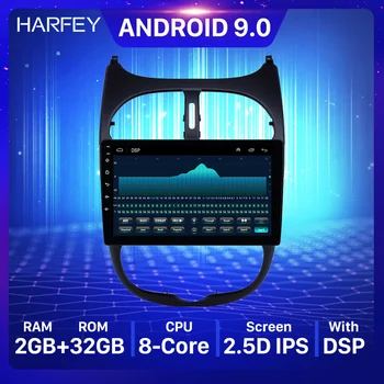 Harfey 9inch 2din Android 9.0 2.5 D Ekrano radijo Car GPS Multimedijos Grotuvo Peugeot 206 2000-2015 2016 paramos DVR OBDII DAB+