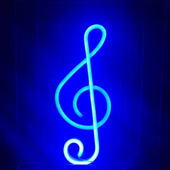 LED Neon Naktį Šviesos Pasirašyti Sienos Meno Pasirašyti Naktį Lempos Creative Muzikos Pastaba Lempos Atostogų Apdailos Atmosfera Žibintai Led Luminaria