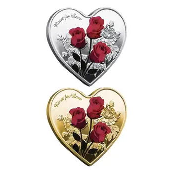 Rose Proginę Monetą Rose Širdies formos Meilės Pasisekė Monetos 52 Kalbas, aš Tave Myliu Monetos Meno Kolekciją Moterims Ir Vyrams