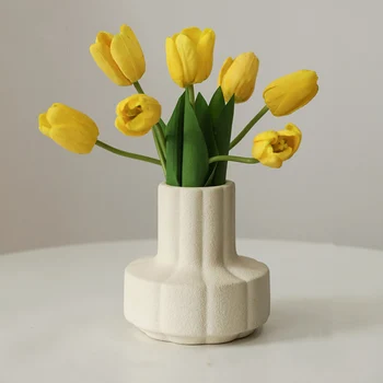 Modernus Nordic Vaza Ceramique Blanc Prabanga Skulptūra Vaza Su kambarines gėles Gėlių Minimalistinio Vasos Decorativos šiaurės šalių namų dekoro