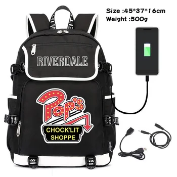 Riverdale Drobės Backapck Nešiojamas Kelionių Kuprinė Dovana Mokyklos Pečių Maišą Cosplay USB Prievadas