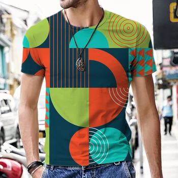 2022 m. Vasaros Naują 3d Marškinėliai Vyrams trumpomis Rankovėmis Marškiniai Juokinga T Shirts, Abstrakčiai geometrinis modelis Shirt Mens Drabužių Streetwear Viršūnės