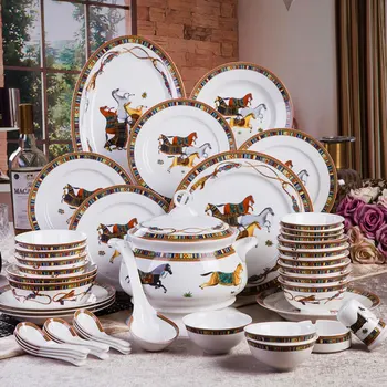Europos lengvosios prabangūs stalo įrankiai, buitinės keramikos derinys, gilios lėkštės ryžių dubenėlį, Kaulų Kinija