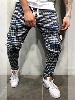 Naujas Vyrų Haremas Kelnės Slim-Fit Cool Pledas Atsitiktinis Sporto Dryžuotas Hip-Hop Kelnes Streetwear Poilsiu Track Pants Mens Sweatpants