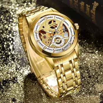 Top Brand Prabanga Aukso Tuščiaviduriai Automatinis laikrodis Vyrams Plieno Mechaninių Laikrodžių Vyrams WLISTH Mechaninė Laikrodžius Dropshipping