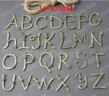 didmeninė laiškas/abėcėlė lydinio antikvariniai bronzos žavesio karoliukai 3 rinkiniai A~Z 26*3pcs gražus išgalvotas tinka apyrankės nemokamas pristatymas