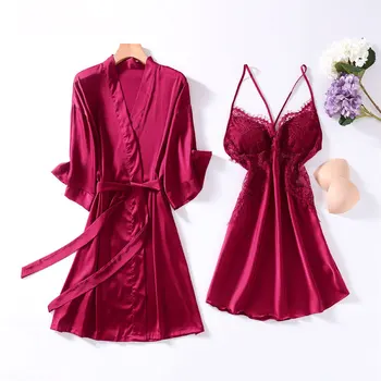 Moterų Chalatas Kimono Suknelė Sleepwear Nuotaka Bridesmaid, Vestuvių Apdarą Nustatyti Vasaros Seksualus Tuščiaviduriai Iš Nėrinių Pižamą Namų Suknelė Tiktų
